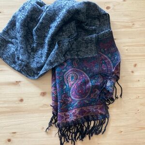 Paisley Patterned Scarf with Fringe